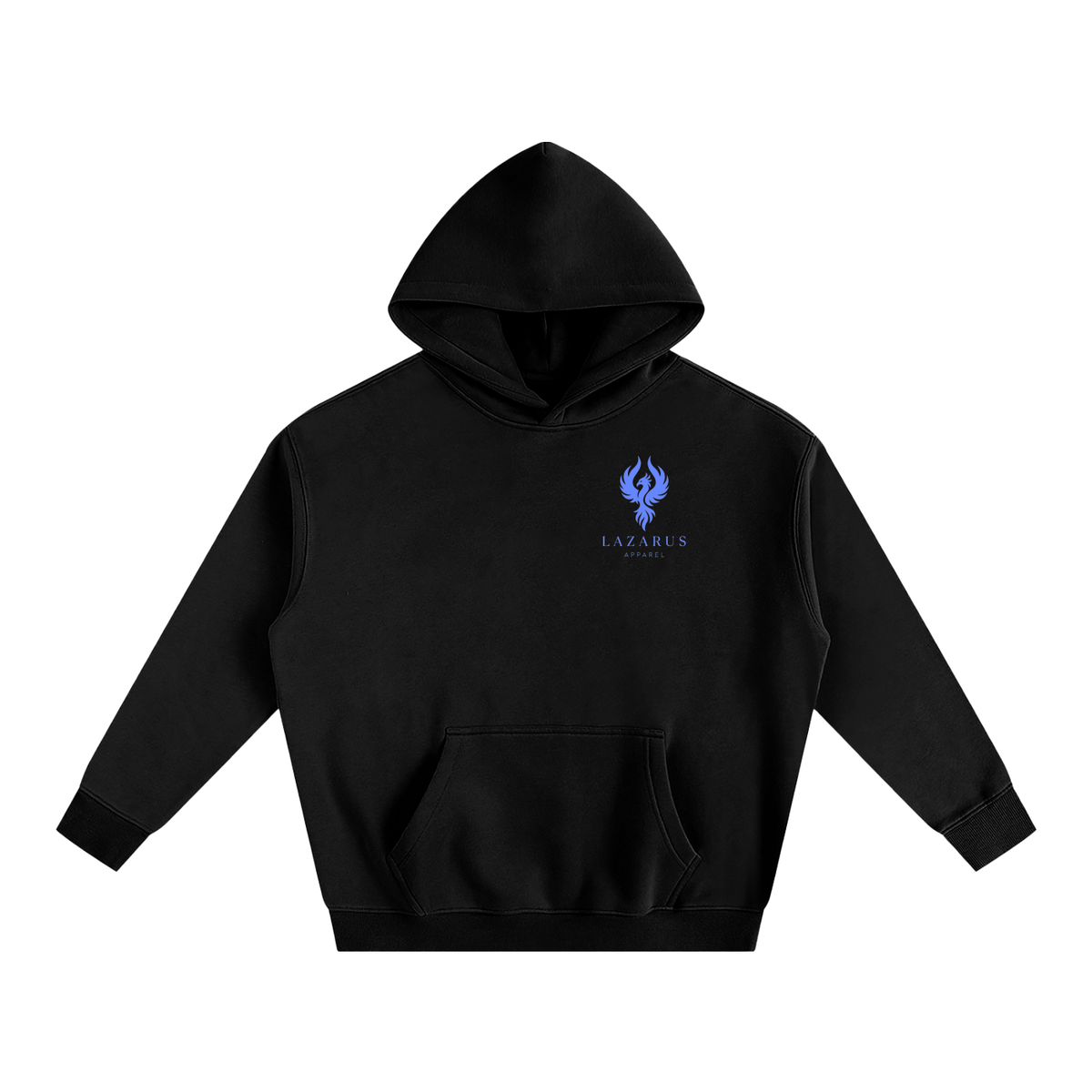 RISE. Oversize Fleeced Hoodie - Black/Blue