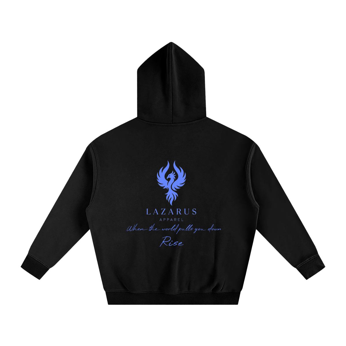 RISE. Oversize Fleeced Hoodie - Black/Blue