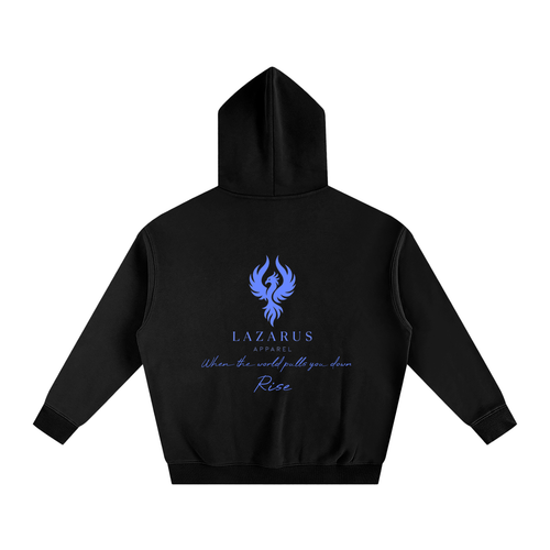 RISE. Oversize Fleeced Hoodie - Black/Blue